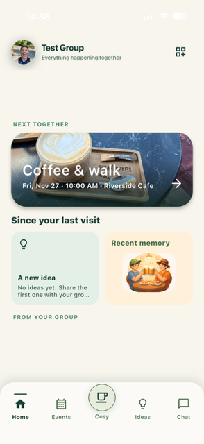 ShallWe iPhone group updates screen